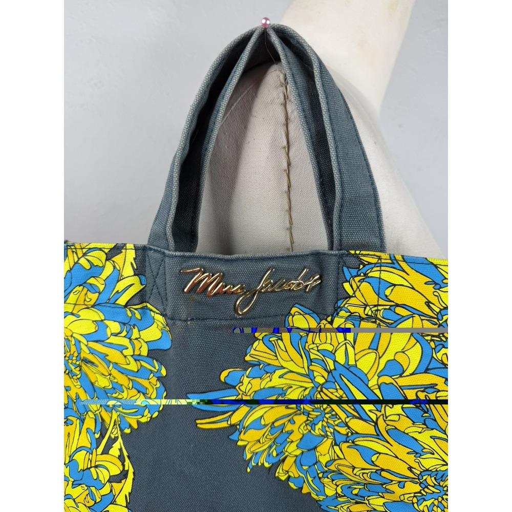 Marc By Marc Jacobs Canvas Floral Tote Crossbody shoulder Bag Green Yellow Y2K - Picture 2 of 7